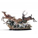 Lladro High Porcelain, Pursued Deer Sculpture. Limited Edition