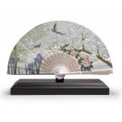 Lladro Classic Sculpture, Iris And Cherry Flowers Fan Decorative Fan. Limited Edition