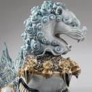 Lladro High Porcelain, Guardian Lioness Sculpture. Blue. Limited Edition