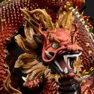 Lladro High Porcelain, Protective Dragon Sculpture. Golden Luster And Red. Limited Edition