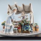Lladro High Porcelain, Flowers Market Sculpture. Limited Edition