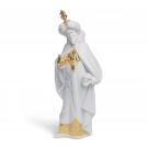 Lladro Classic Sculpture, King Balthasar Nativity Figurine. Golden Lustre