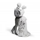 Lladro Classic Sculpture, Lovers' Waltz Couple Figurine. Silver Lustre