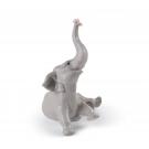 Lladro Classic Sculpture, Baby Elephant With Pink Flower Figurine
