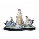 Lladro Classic Sculpture, Daydreaming By The Pond Women Sculpture. Limited Edition