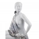 Lladro Classic Sculpture, Nude With Shawl Woman Figurine. Silver Lustre