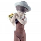 Lladro Classic Sculpture, Gathering Flowers Boy Figurine. 60th Anniversary