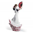 Lladro Classic Sculpture, Passion And Soul Flamenco Woman Figurine. 60th Anniversary. Red