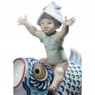 Lladro Classic Sculpture, Happy Boy's Fishing Day Figurine. Limited Edition