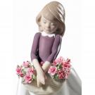 Lladro Classic Sculpture, May Flowers Girl Figurine. Special Version