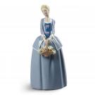 Lladro Classic Sculpture, Garden Blossoms Blue Dress Woman Figurine
