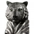Lladro Classic Sculpture, Tiger Figurine. Silver Lustre And Black