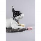 Lladro Classic Sculpture, French Bulldog With Macarons Dog Figurine