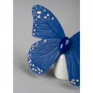 Lladro Classic Sculpture, Butterfly Figurine. Golden Luster And Blue