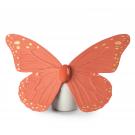 Lladro Classic Sculpture, Butterfly Figurine. Golden Luster And Coral