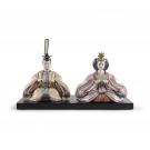 Lladro Classic Sculpture, Hina Dolls Figurine. Beige And Pink