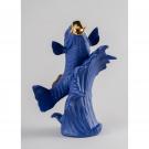 Lladro Design Figures, Koi Sculpture. Blue-Gold. Limited Edition