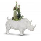 Lladro Design Figures, Rhino Garden Figurine. Matte White, Plant The Future
