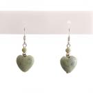 Cashs Ireland, Connemara Marble Sterling Silver Heart Earrings Pair