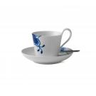 Royal Copenhagen, Blue Fluted Mega High Handle Cup and Saucer #2 8.5oz.