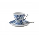 Royal Copenhagen, Blue Fluted Full Lace Coffee Cup and Saucer 5oz.