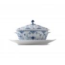 Royal Copenhagen, Blue Fluted Full Lace Gravy Boat With Stand 13.5oz.