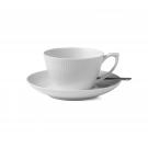 Royal Copenhagen, White Fluted Tea Cup and Saucer 9.25oz.
