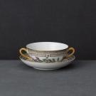Royal Copenhagen, Flora Danica Handled Soup Cup and Saucer Limited Edition