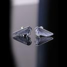Lalique Victoire Crystal and Stainless Steel Cufflinks Pair, Blue