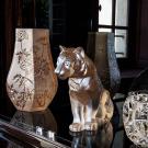 Lalique Sitting Tiger Sculpture, Large, Gold Luster