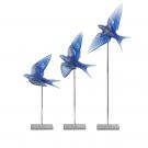 Lalique Hirondelles, Swallows Wall Sculpture, Sapphire Blue
