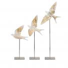 Lalique Hirondelle, Swallow Sculpture, Wings Up, Clear And Gold