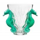 Lalique Poseidon Clear and Mint Green 14" Vase, Limited Edition
