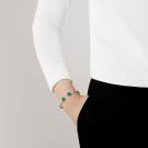 Lalique Cabochon Flexible Bangle Bracelet, Deep Green and Silver, Small