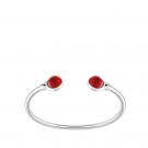 Lalique Cabochon Flexible Bangle Bracelet, Red and Silver, Small
