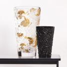Lalique Merles et Raisins 15" Vase, Gold Stamped Limited Edition