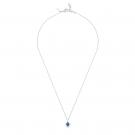 Lalique Paon Pendant Necklace, Blue Crystal, Silver