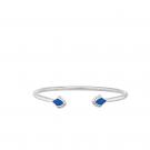 Lalique Paon Flexible Silver Bangle Bracelet, Blue Crystal, Large