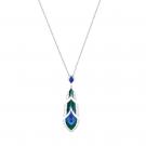 Lalique Paon Drop Pendant Necklace, Blue Crystal, Silver