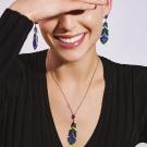 Lalique Paon Drop Pendant Necklace, Blue Crystal, Silver