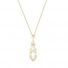 Lalique Paon Drop Pendant Necklace, White Pearly Crystal, Gold