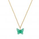 Lalique Papillon Necklace, 18k Gold Plated, Green Crystal