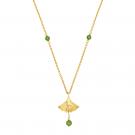 Lalique Ginkgo Small Necklace, Gold and Antinea Green Crystal