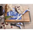 Spode Blue Italian Flatware Cheese Knife and 6 Spreaders, Ceramic Handle