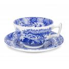 Spode Blue Italian China Teacup and Saucer Set
