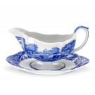 Spode Blue Italian Serveware Sauceboat and Stand