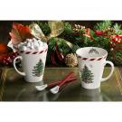 Spode Christmas Tree Peppermint Pair Mug, Spoons