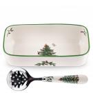 Spode Christmas Tree Serveware Cranberry Server With Slotted Spoon