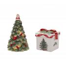 Spode Christmas Tree Figural Tree And Gift Box Salt And Pepper Set