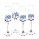 Spode Blue Italian Glassware Champagne Flutes Set of 4